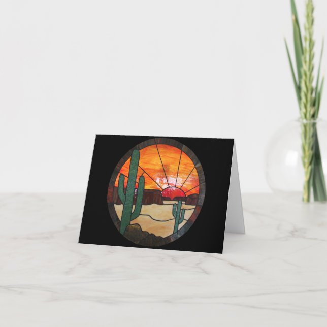 Carte pour notes en verre souillé de coucher du (Devant)