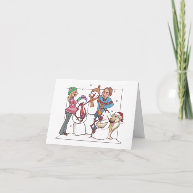 Carte pour notes enceinte de bonhommes de neige (Devant)