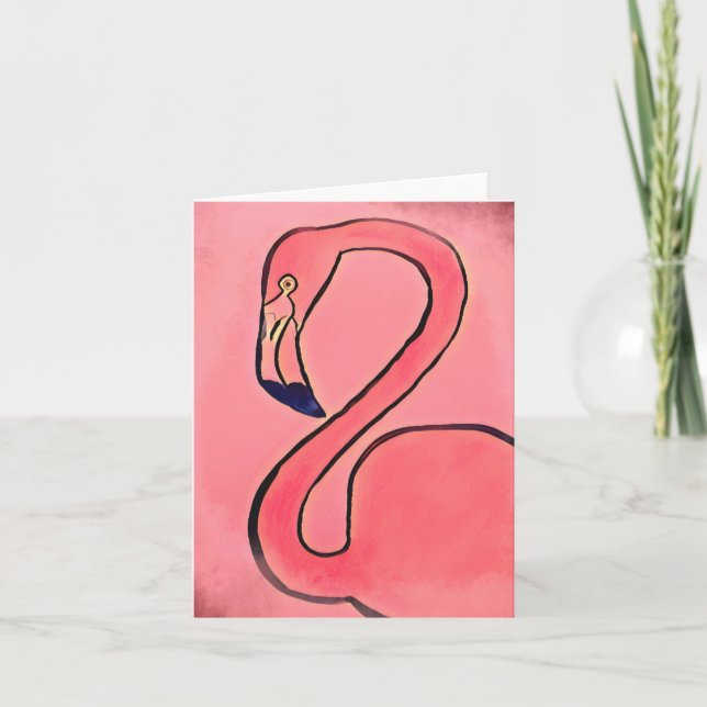 Carte pour notes Flamant rose (vide à l'intérieur) (Devant)