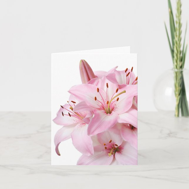 Carte pour notes floral rose Lily Blank (Devant)
