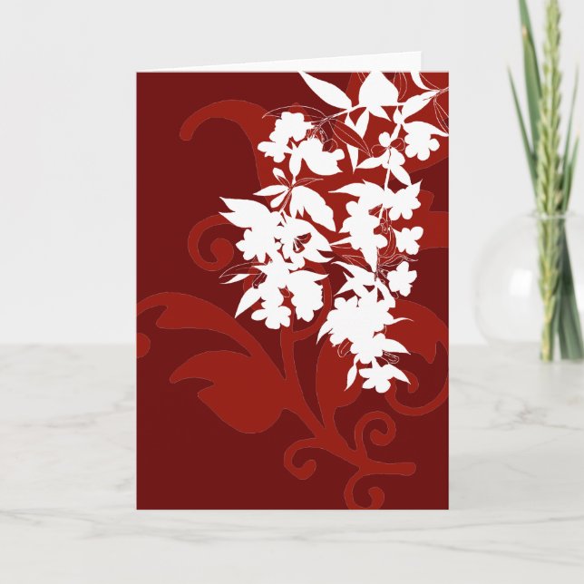 Carte pour notes floral rouge et blanc (Devant)