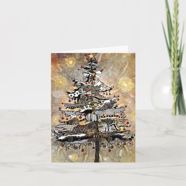 Carte pour notes lunatique d'arbre de Noël (Devant)