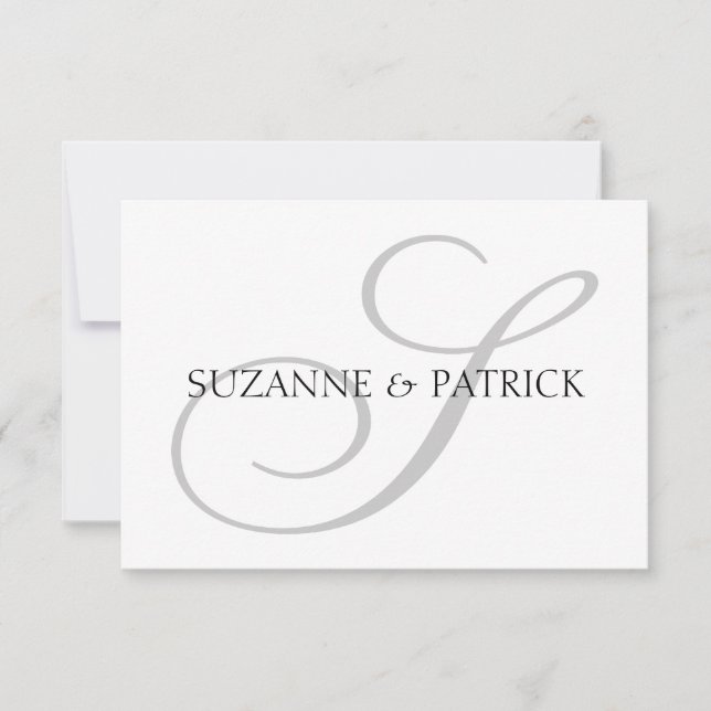 Carte pour notes Monogramme S Script (Argent / Noi (Devant)