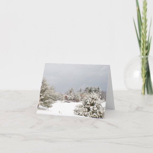 carte pour notes neigeux de scène d'hiver de lac (Devant)