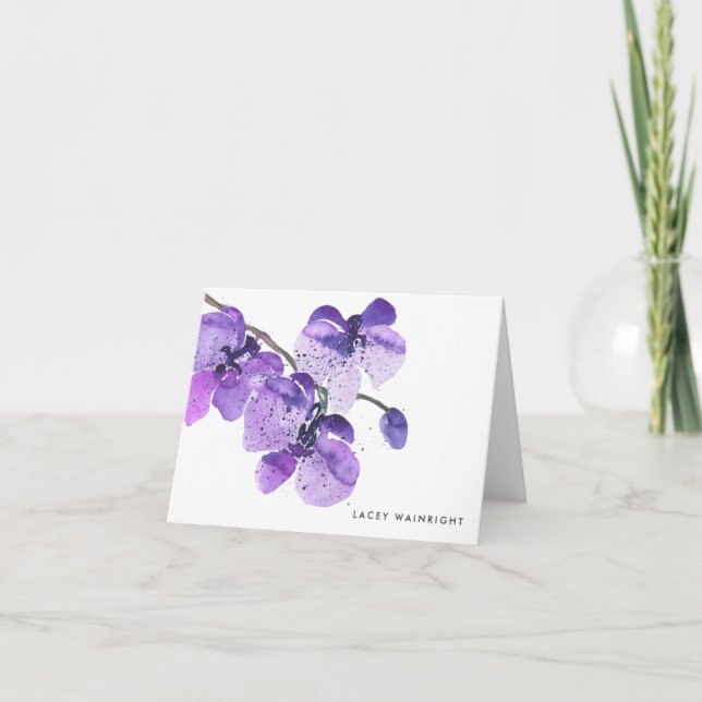 Carte pour notes personnalisé de l'orchidée aquare (Devant)