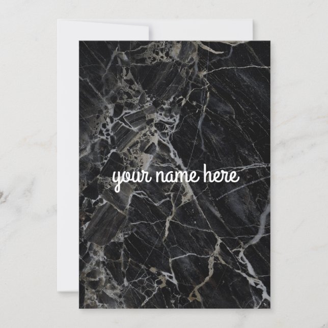 Carte pour notes personnalisé en marbre noir (Devant)