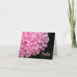 carte pour notes, "Pink Hydrangea/Hello"