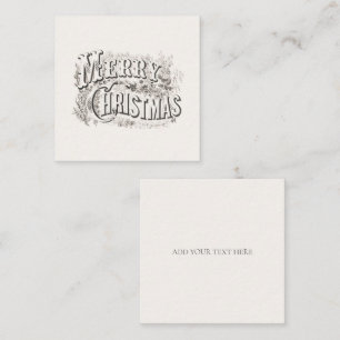 CARTE POUR NOTES PLAT :  VINTAGE "MERRY CHRISTMAS"