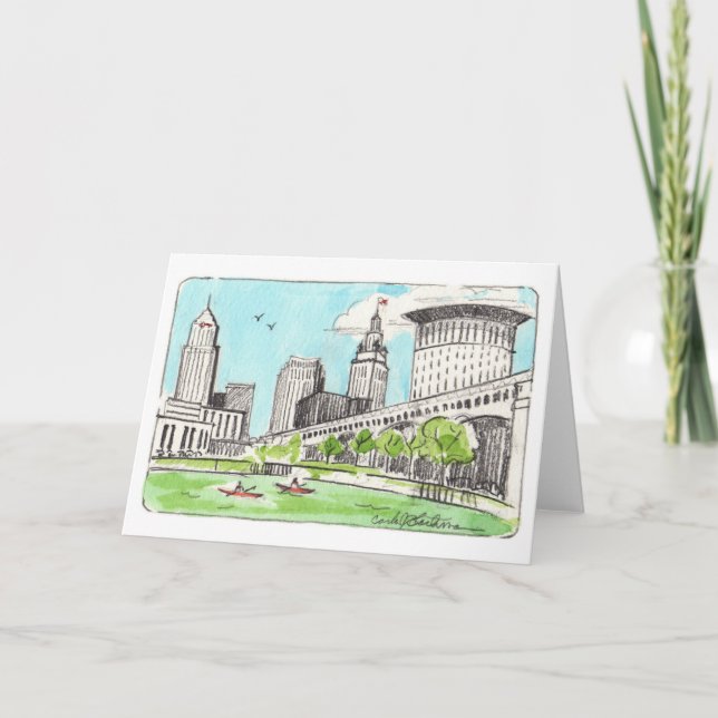 Carte pour notes plié Cleveland Skyline (Devant)