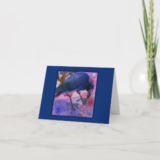Carte pour notes rose de corneille de ciel