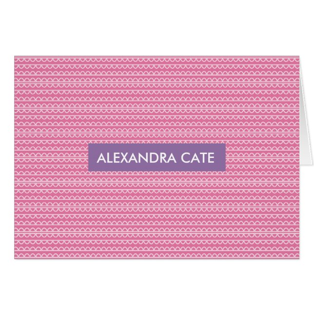 Carte pour notes rose de faire-part de motif (Devant Horizontal)