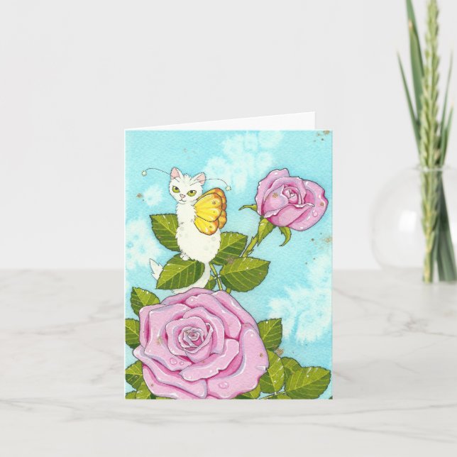 Carte pour notes rose de fée de minou (Devant)