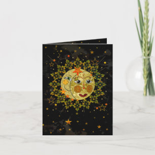 Carte pour notes, SOLEIL, LUNE, ÉTOILES, Abstrait,