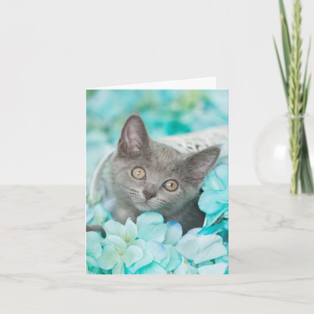 Carte pour notes vide floral bleu gris de Sadie (Devant)