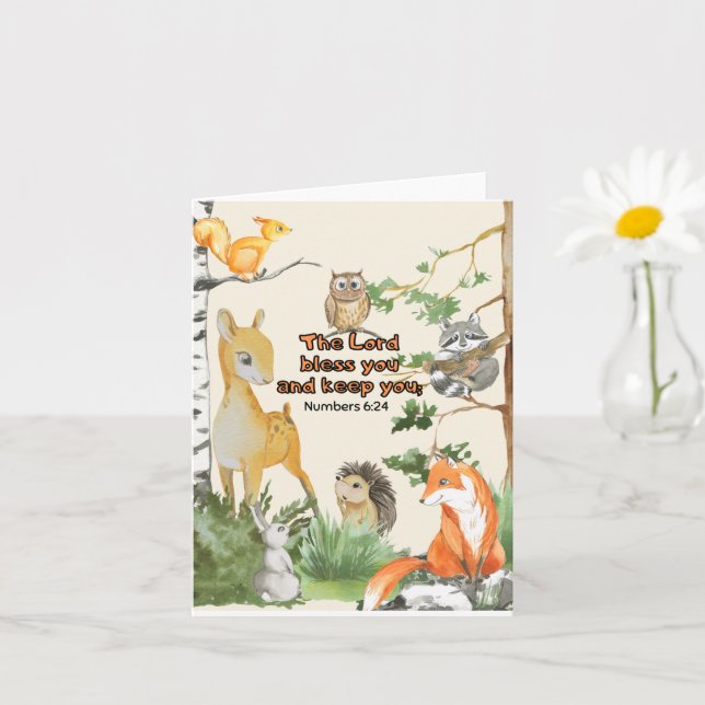 Carte pour notes vierge avec aquarelle Animaux de  (Petite plante)