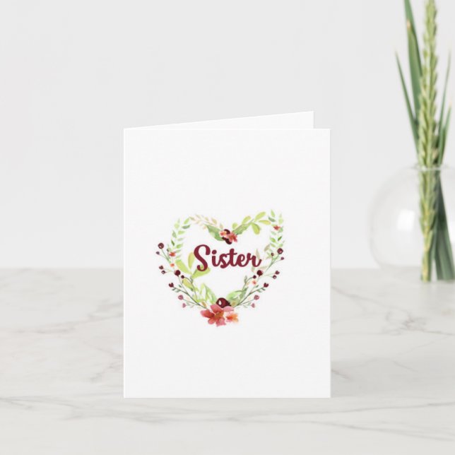Carte pour notes vierge pour soeur avec coeur de f (Devant)