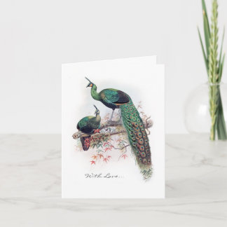 Carte pour notes vintage de paon