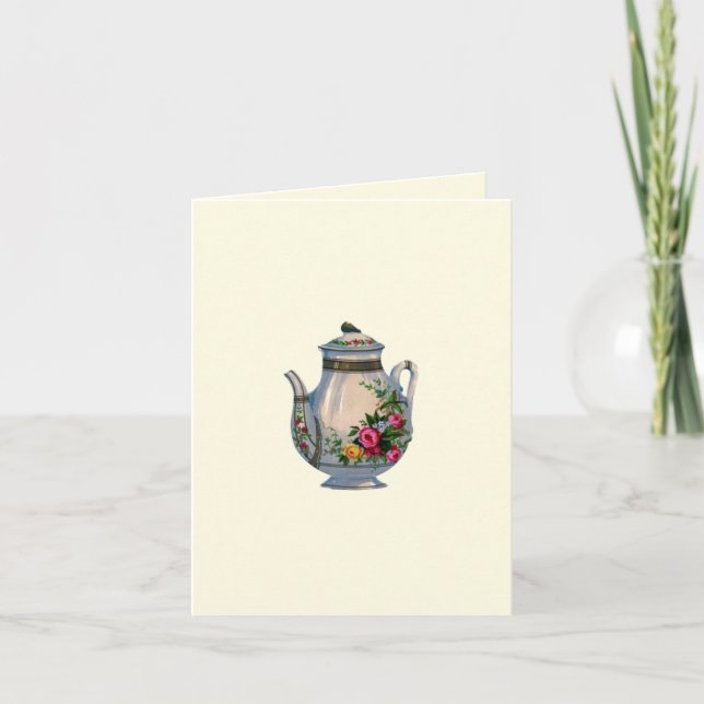 Carte pour notes vintage de théière (Devant)