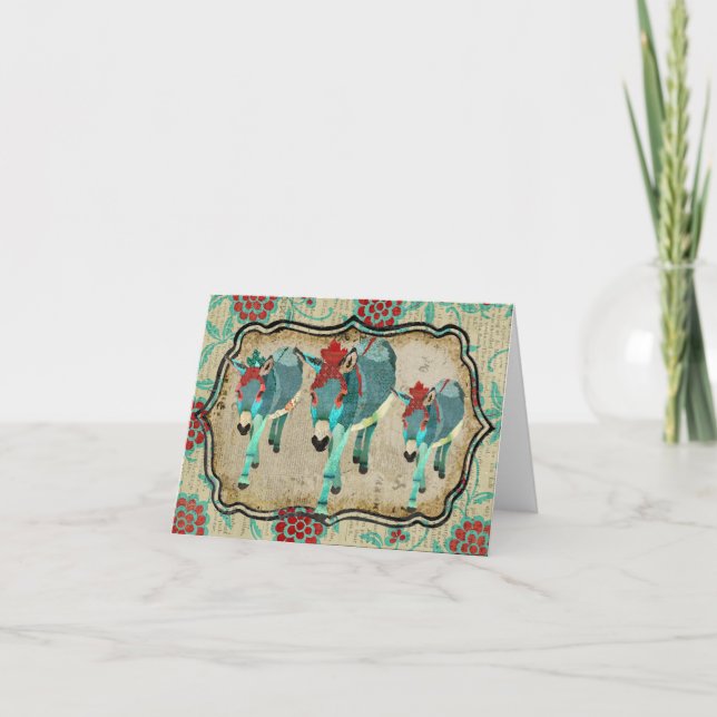 Carte pour notes vintage Donkeys (Devant)