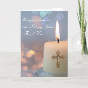 Carte Pour Nun Félicitations Final Vows Lit Candle Card