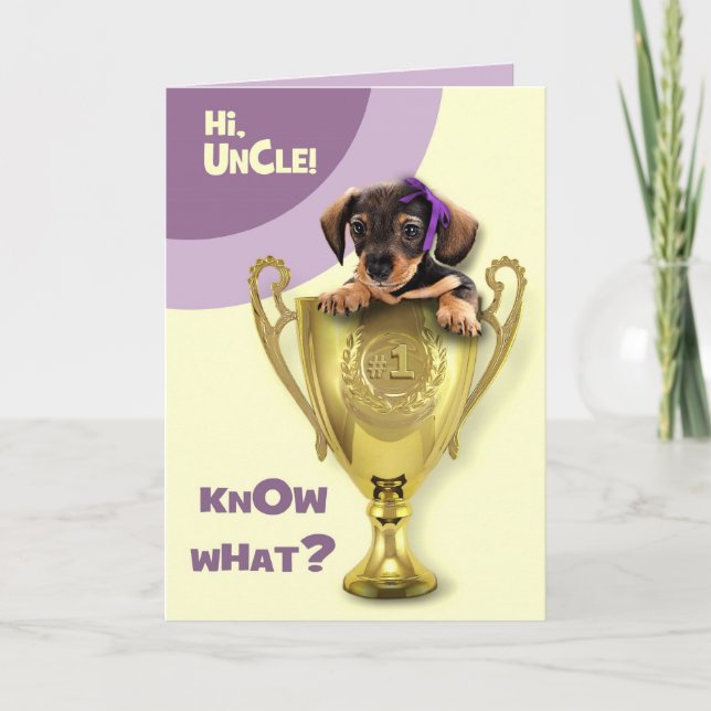 Carte Pour Oncle en Fête des pères. Joli chiot (Devant)