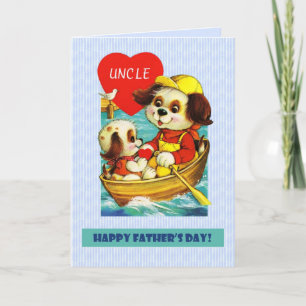 Carte Pour Oncle sur Fête des pères Chien Vintage et Chi