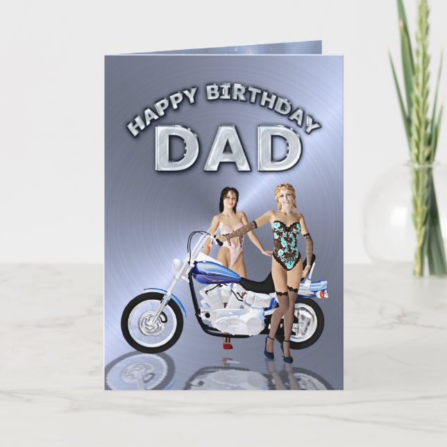Carte Pour papa, anniversaire avec des filles et une mot (Devant)