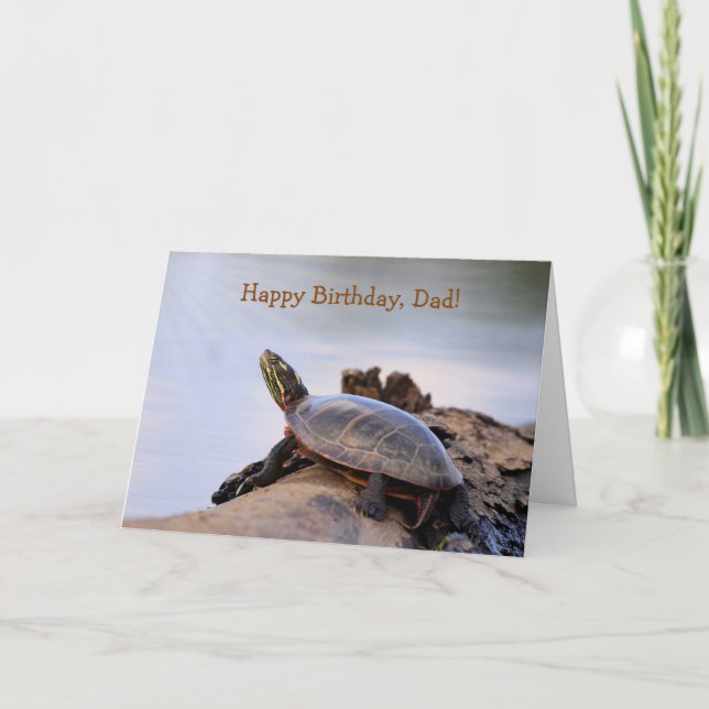 Carte Pour papa, Anniversaire de la nature tortue (Devant)