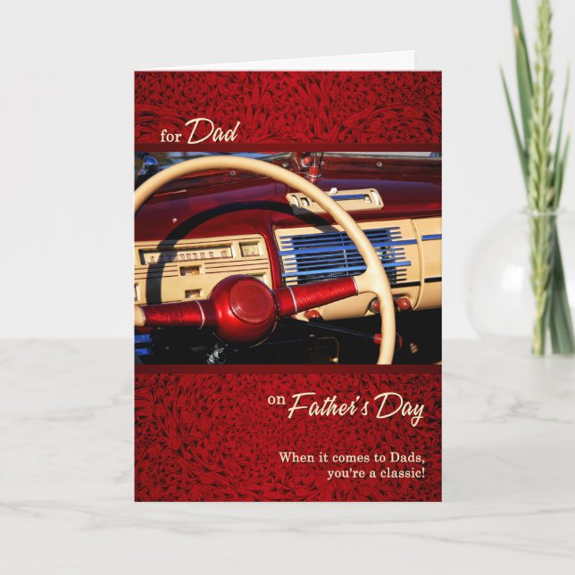 Carte pour papa Fête des pères Red Classic voiture Fête  (Devant)