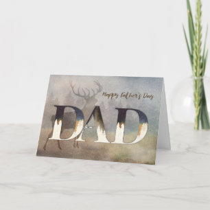 Carte Pour papa Rustic Watercolor avec cerfs et forêts