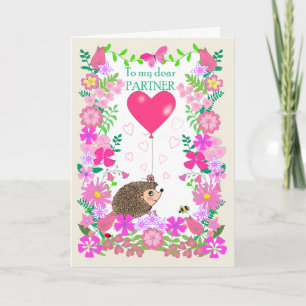 Carte Pour partenaire de la Saint-Valentin avec un héris