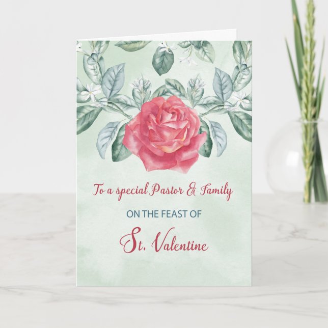 Carte Pour Pasteur et Rose de famille Fête religieuse (Devant)