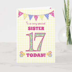 Carte Pour Soeur 17e Anniversaire Primrose et Bunting Ca