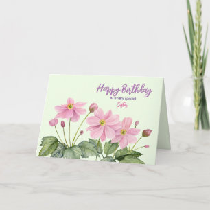 Carte Pour Soeur à Anniversaire Rose Japonais