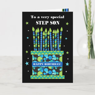 Carte Pour Step Son Anniversaire Gâteau aux bougies Cart