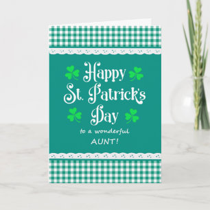 Carte Pour Tante St Patrick's Day Shamrock Green Checks