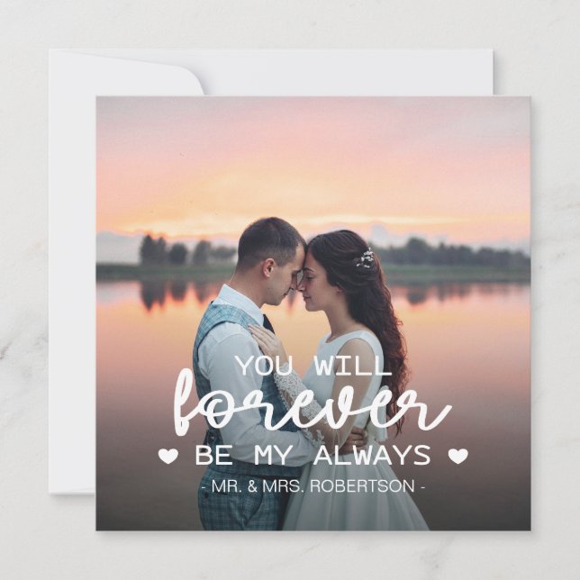 Carte Pour toujours photo personnalisée Valentine (Devant)