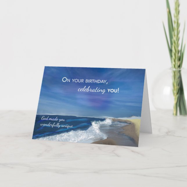 Carte Pour toute personne religieuse Anniversaire Vagues (Devant)