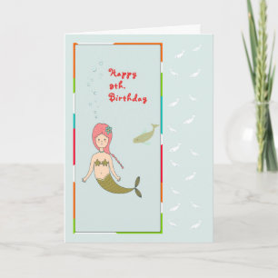 Carte pour un 9e anniversaire avec une Sirène et u
