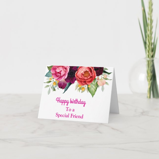 Carte Pour un Ami spécial Roses Rose Jaune Anniversaire (Devant)