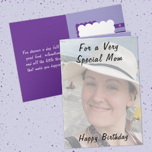 Carte Pour un anniversaire très spécial maman photo viol