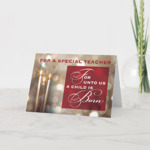 Carte Pour un enseignant Chandelles de Noël L'enfant est