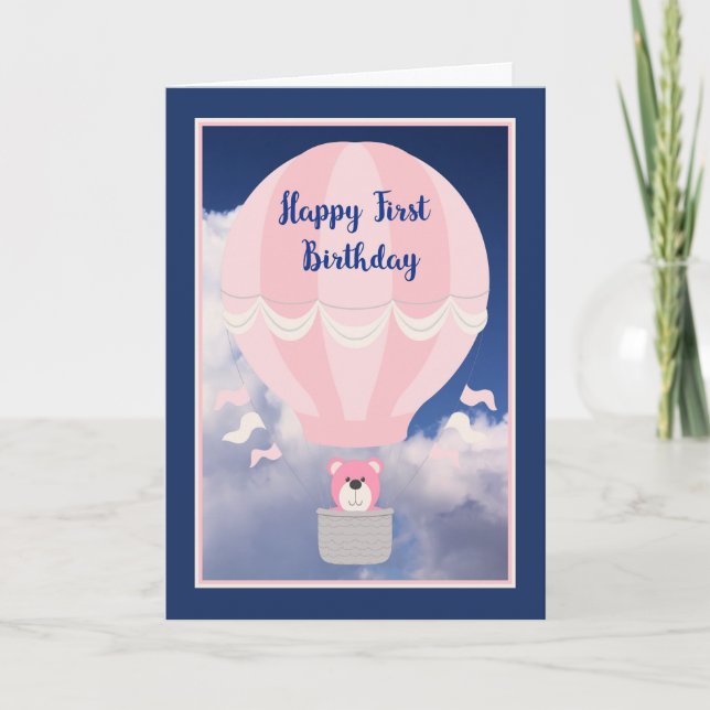 Carte pour un premier anniversaire, un ballon à ai (Devant)
