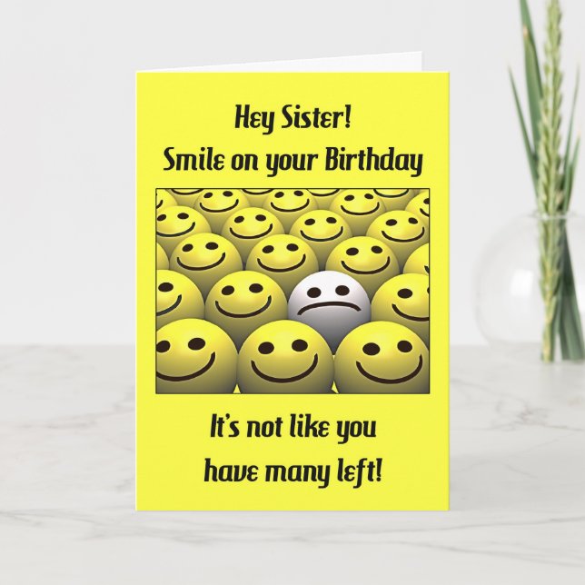 Carte Pour une soeur, sourire sur votre anniversaire ! (Devant)
