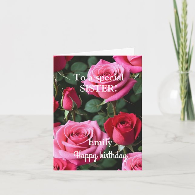 Carte Pour une Soeur spéciale Roses Roses Roses Rouge (Devant)