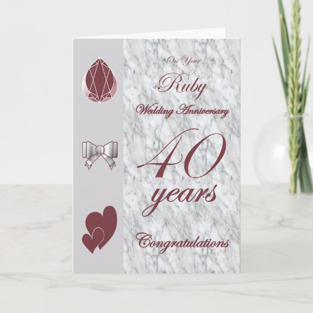 Carte Pour votre anniversaire de mariage rubis (Devant)