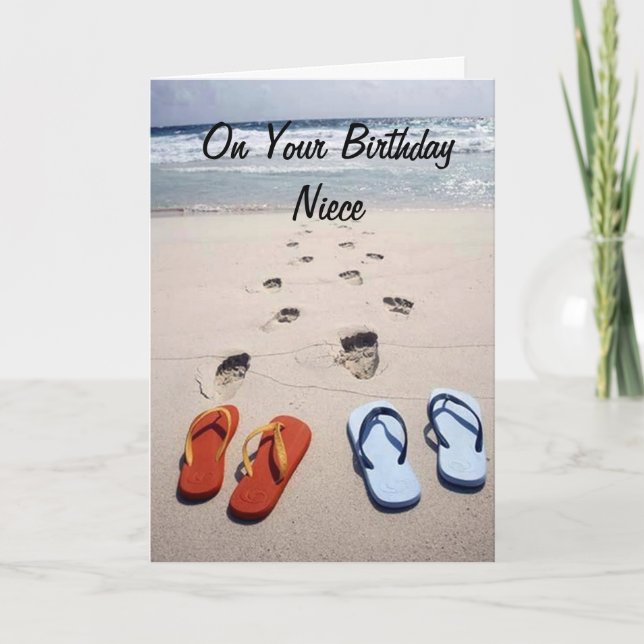 CARTE POUR VOTRE ANNIVERSAIRE **NIECE*** STYLE DE PLAGE (Devant)