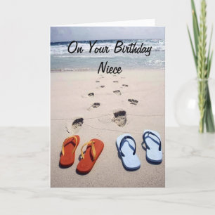 CARTE POUR VOTRE ANNIVERSAIRE **NIECE*** STYLE DE PLAGE