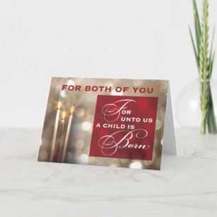 Carte Pour vous deux bougies de Noël enfant est né