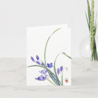 Carte pourpre d'aquarelle d'orchidée